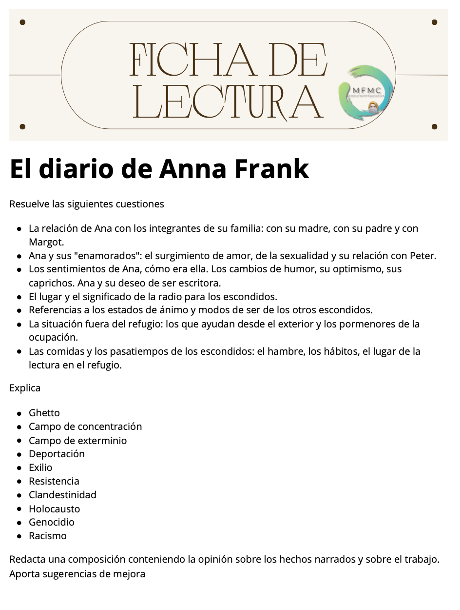 ficha anna Frank